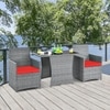 Carry Bird Wicker Patio Furniture Outdoor Balcony Chairs In Grey And Red Colour