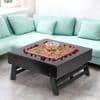Bradford Sheesham Wood Contemporary Square Foldable Coffee Table In Extra Dark Mahagony Finish