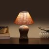 Devansh Conical Beige Jute Shade Lamp With Wood & Mosaic Glass Base For Decoration/Office/Home/Gifting/Study For Decoration/Office/Home/Gifting/Study -(10X10X14.5) Inches -A