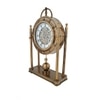 Vintage Mantel Clock Gold Metal Finish Roman Numerals Exposed Gears and Pendulum