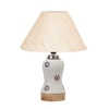 Devansh Conical Off White Cotton Shade Lamp With Wood & Mosaic Glass Base For Decoration/Office/Home/Gifting/Study For Decoration/Office/Home/Gifting/Study -(10X10X14.5) Inches -A