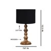 Devansh Black Cotton Table Lamp With  Wood Natural Base (7X7X15.5 Inches)-3