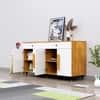 Hexa Red Multipurpose Storage Cabinet With 2 Drawer 4 Door in Giant Wood And Frosty White Colour