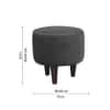 Doe Buck Velvet Round Ottoman Stool in Grey Colour with Wooden Legs