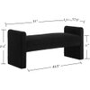 Wooden Twist Soft Hropzy Boucle Upholstered Armrest Ottoman Bench in Black Colour