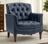 Jones Pu Leather W in g Chair in Blue