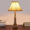 Devansh Off-White Cotton Vintage Cross Pleated   Lamp With Wood Base (12X12X22.75)