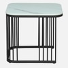 Furnamet Square Metal Nesting Coffee Table Set Black Finish White Porcelain Top Set Of 2