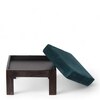 Irish Sheesham Wood Coffee Table With 2 Stools Set In Mahogany Finish & Turquoise Sea Velvet Fabric Cushions