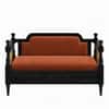 Rattan Solid wood two seater sofa in Black FinishCopper Orange Colour Fabric