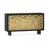 Elios Solid Wood Sideboard in Gold Ripple and Black Brushed Finish