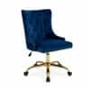 Doe Buck Swen Luxury Blue Tufted Velvet Office Chair