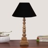 Devansh Black Cotton Table Lamp With  Wood Natural Base (10X10X21 Inches)-28
