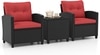 Carry Bird Wicker Patio Furniture Outdoor Balcony Chairs In Black And Red Colour
