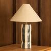 Saguaro Handicrafted Tall Table Lamp in White and Blue Colour