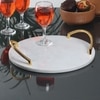 Round Marble Tray with Gold Finish Metal Handle