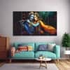 The Castle Decor Premium Radha Krishna Wall Art Wooden Frame 27x48 Inch (Style 2)