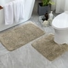 Luxe Home Polyester Newman Contour Bath Mat Set of 2 (Anti Gold 45x75 cm & 40x45)