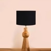 Devansh Black Cotton Table Lamp With  Wood Natural Base (7X18.25 Inches)-3