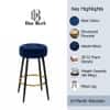 Doe Buck Tufted Counter Height Bar Stool in Blue Colour with Gold Footrest