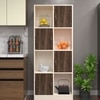 8 Shelves Semi Open Multipurpose Matrix Kitchen Cabinet In Cochwood Brown & Highland Pine Finish