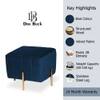 Doe Buck Adirondack Channel Tufted Velvet Ottoman Stool in Blue Colour with Gold Legs