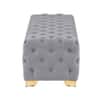 Doe Buck Velvet Tufted Bench in Grey Colour with Gold Base