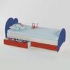 Cloud Tails Engineered Wood Drawer Storage Bed in Electric Blue Colour