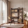 Strava Solid Wood and Cane Study and bookshelf with in Dark chestnut Finish
