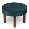 Sandford Solid Wood Ottoman in Turquoise Sea Velvet