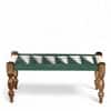 Oakville Sheesham Wood Vintage 2 Seater Maachi Balcony Bench with 2 Stools in Green and White