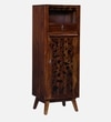 Lifty Sheesham Wood Tall Bar Cabinet In Provincial Teak Finish