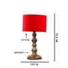 Devansh Red Cotton Table Lamp With  Wood Natural Base (7X7X15.5 Inches)-4