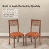 Zella Solid Wood Dining Chair Set Of 2 In Teak Finish With Burnt Orange Colour Fabric