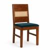 Globally Indian Lucien Solid Sheesham Wood 6 Seater Dining Table Set 6 Chairs Teal Blue
