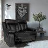 Magna Leatherette Two Seater Manual Recliner in Black Colour
