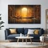 The Castle Decor Golden Deer Wall Painting Wooden Framed Digital Painting 27x48 Inch (Style 3)