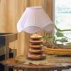 Devansh Off-White Vintage Cotton Table Lamp With Wood Pebble Lamp (12X12X16.5) Inches -C