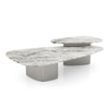 Leyton Metal Coffee Table In Fantasy Grey Marble And Chrome Finish Base