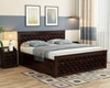 Moglis Solid Wood King  Size Bed With Box Storage Bed Walnut In Finish