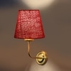 Devansh Metal Electric Wall Light in Gold Colour with Maroon Shade Count of 1 Light