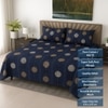 Dark Blue Floral 400 TC Cotton Flat Super King Size Bedsheet With 2 Pilllow Covers From Threads