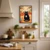 The Castle Decor Cute Black Cat Coffee Kitchen Wall Art 12x18 Inch