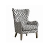 Carolina Printed Infinity Grid Fabric Wing Chair in White Colour