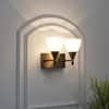 Minimal 2 Light Antique Brass Wall Light with Frosted White Glass