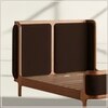 Valerio Duo-Panel Luxe Queen Size Bed in Chocolate Brown colour Velvet with Oak wood Frame