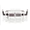Globally Indian Compact Wooden Dining Table Set For 6 – White Painted Finish With Cushioned Seating