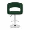Doe Buck Adjustable Upholstered Bar Stool in Green Colour with Chrome Base