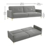 Gilud 3 Seater Click-Clack Sofa cum Bed  in Grey Colour