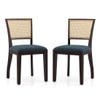 Argiro Solid Wood Dining Chair in Mahogany Finish & Blue Velvet Colour - Set of 2